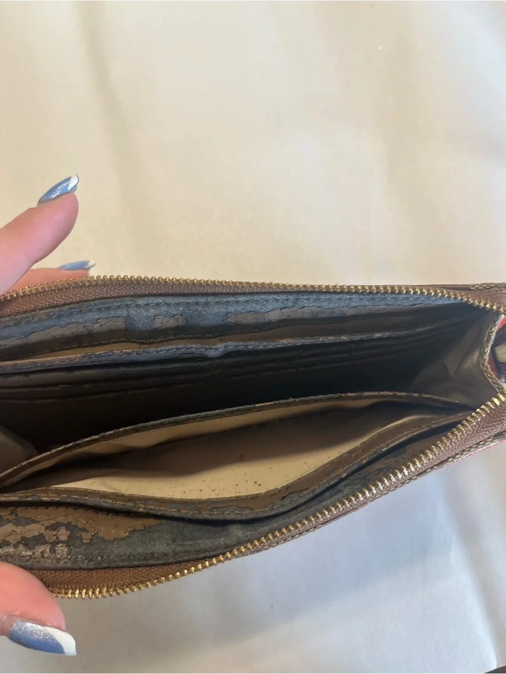 Coach Signature Canvas Wristlet in Coral and Tan